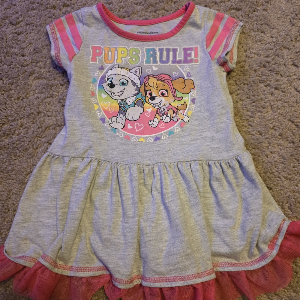 Nickelodeon Gray and Pink Pups Rule Short Sleeve Tee